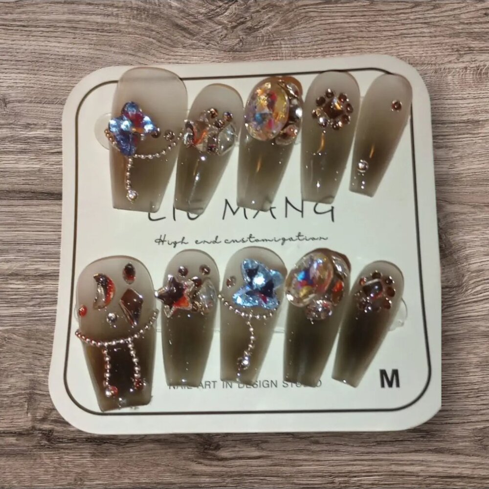 Crystal Butterfly Press-On Nails